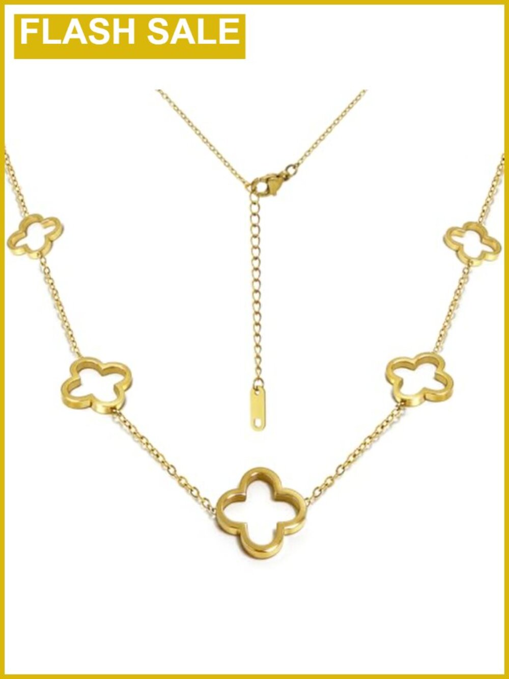 Four Leaf Clover Necklace Stainless Steel Gold Plated Pendant Women